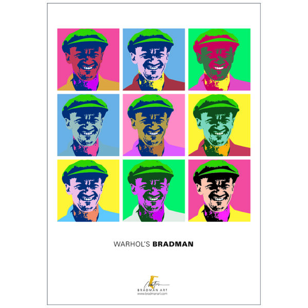 ANDY WARHOL INSPIRED POP ART DON BRADMAN ORIGINAL TRIBUTE 'WARHOL'S BRADMAN' FULL COLOUR POSTER